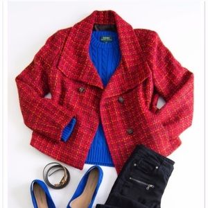 TALBOTS red tweed boucle double breasted jacket